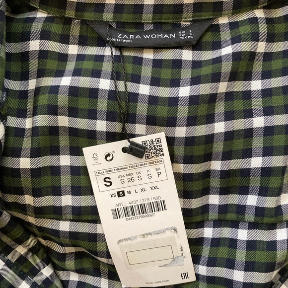 NWT Zara Green Plaid midi Button Shirt Dress - Picture 3 of 4